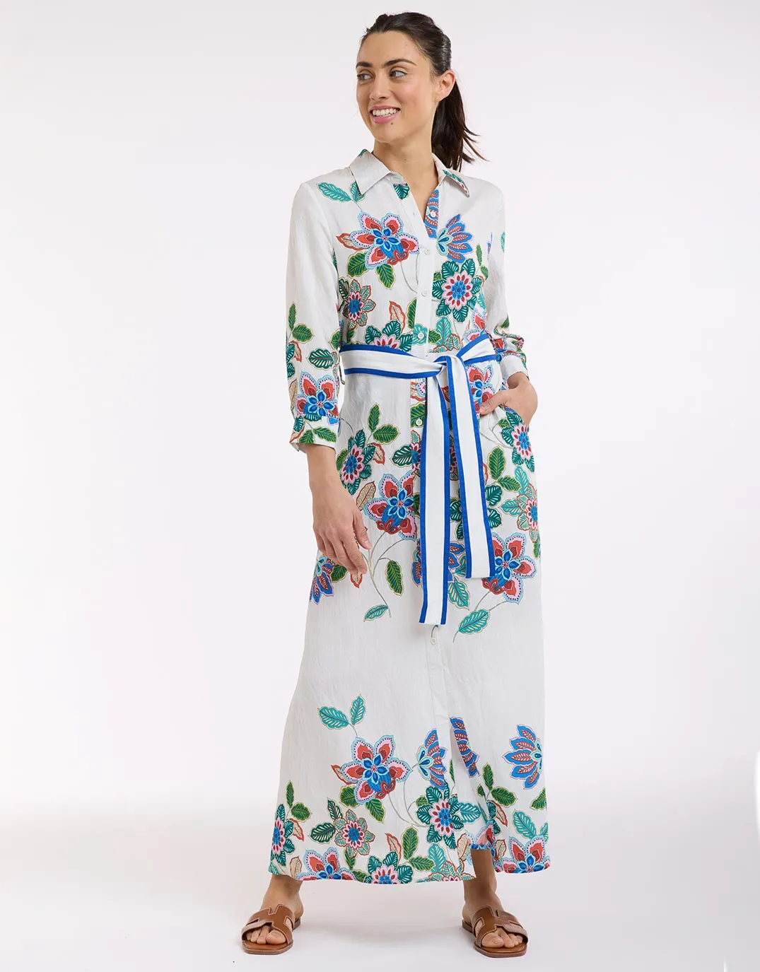 Mykonos Dress - White/Blue Print sold by White & Co product image thumbnail 3