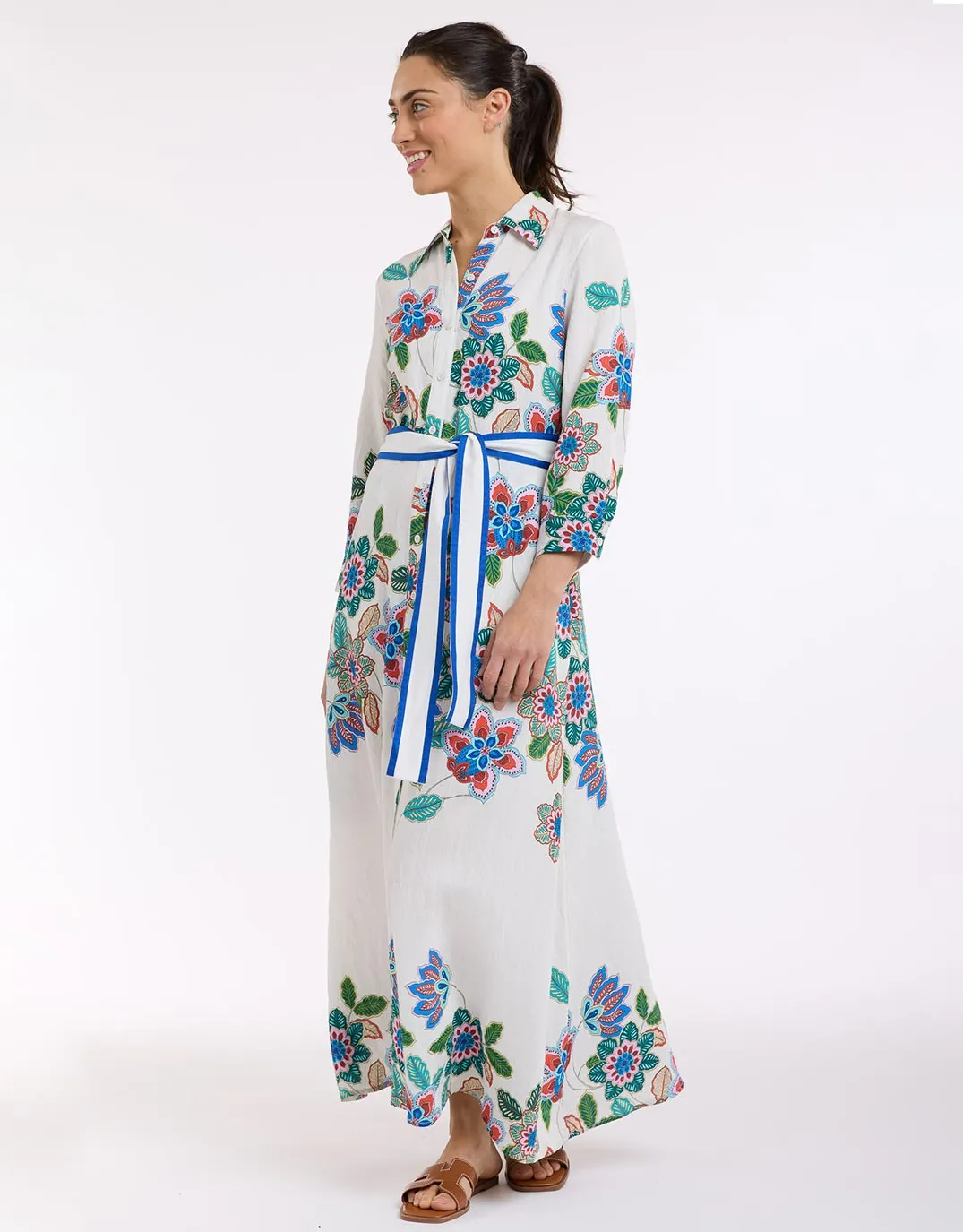 Mykonos Dress - White/Blue Print sold by White & Co product image thumbnail 5