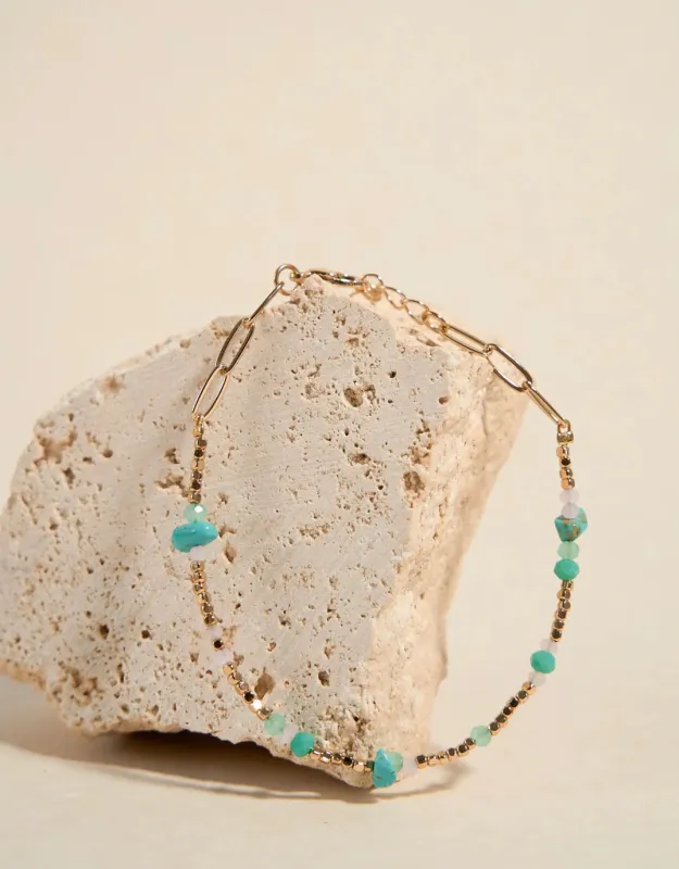 Turquoise Bead Gold Bracelet sold by White & Co