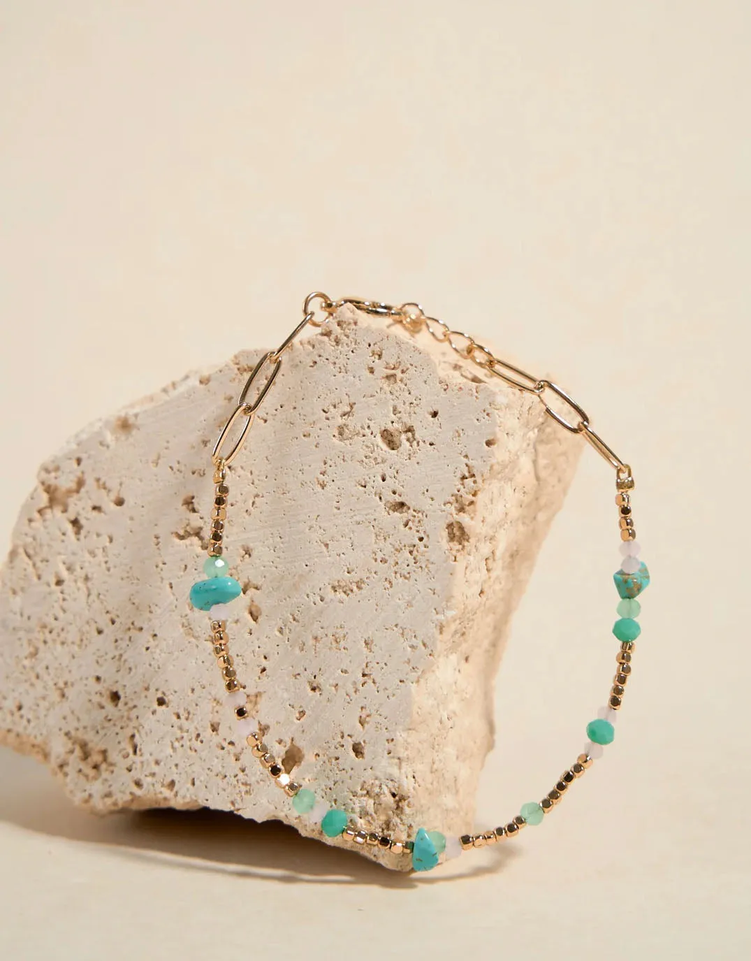 Turquoise Bead Gold Bracelet sold by White & Co