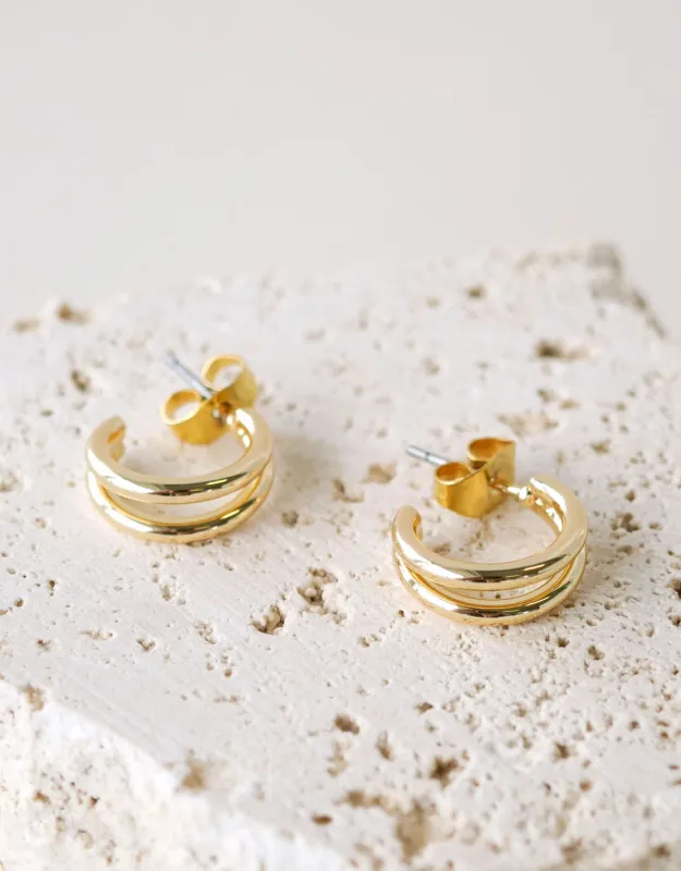 Double Loop Gold Earrings sold by White & Co