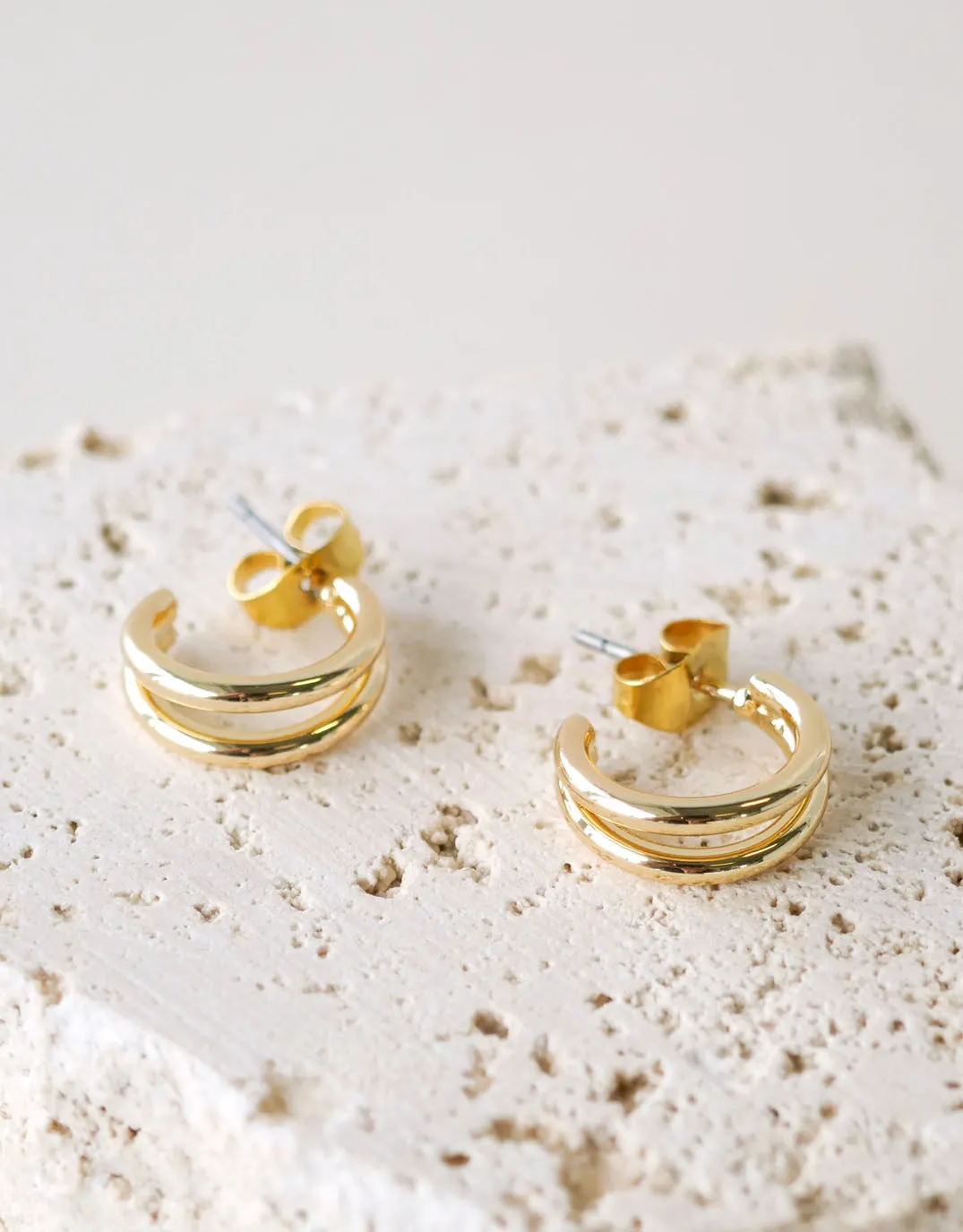 Double Loop Gold Earrings sold by White & Co