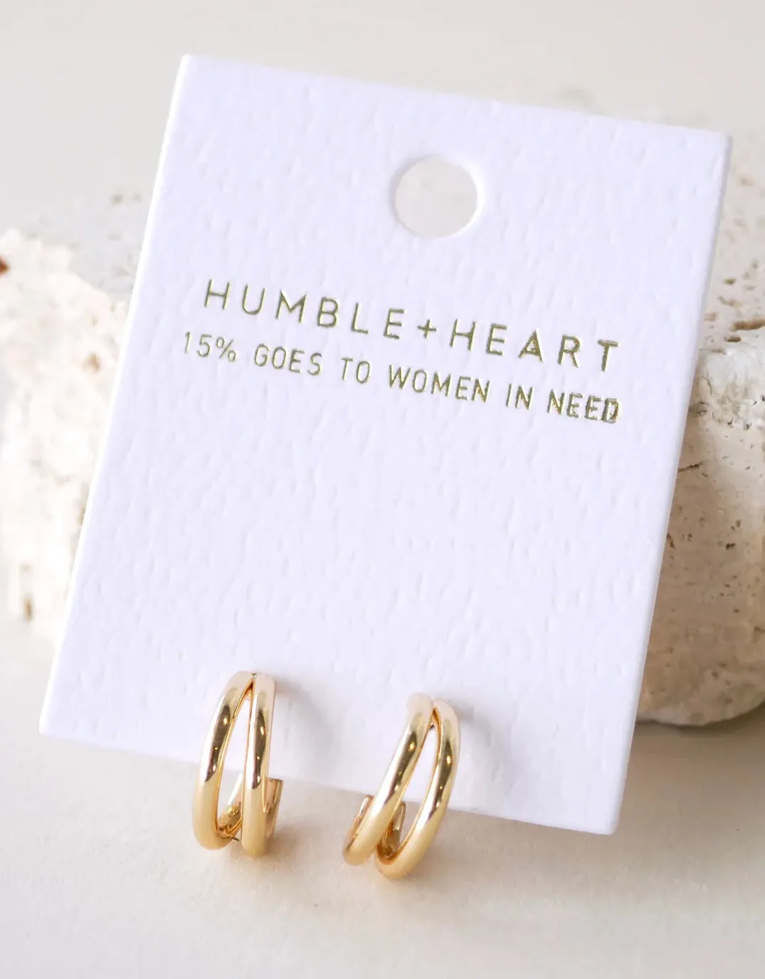 Double Loop Gold Earrings sold by White & Co product image thumbnail 4