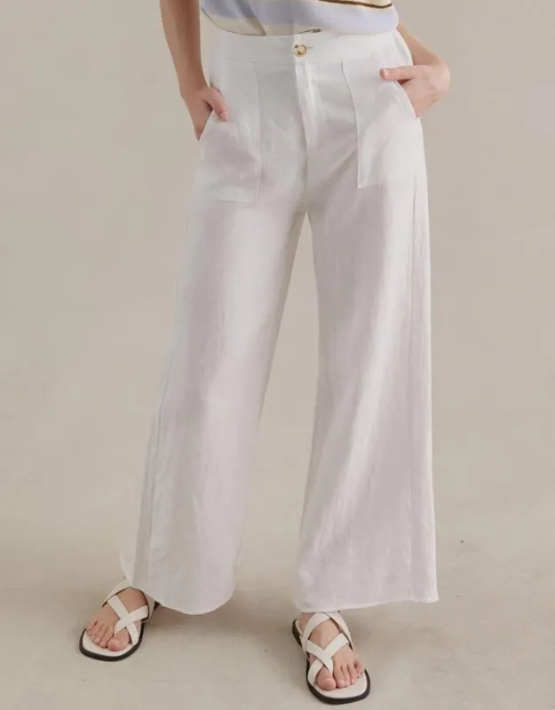 Jude Wide Leg Linen Pants - White sold by White & Co
