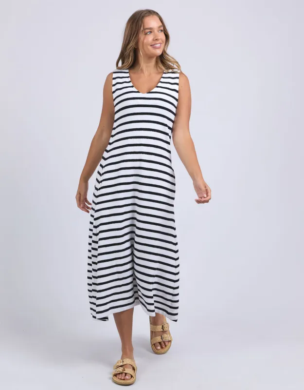 Aspen Stripe Dress - White sold by White & Co
