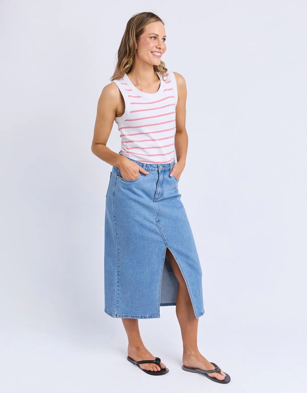 Iris Stripe Tank - White with Rose Stripe sold by White & Co product image thumbnail 3