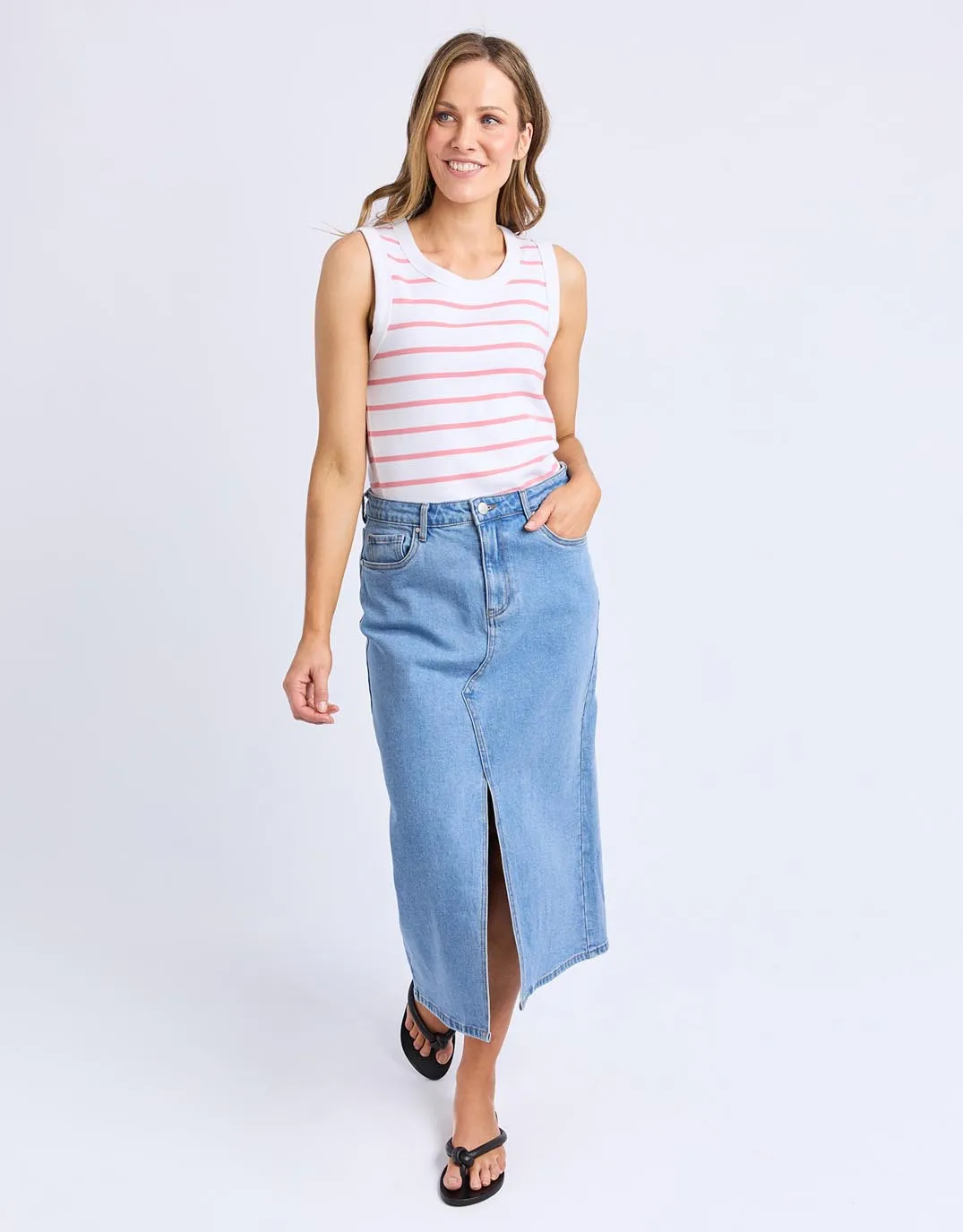 Iris Stripe Tank - White with Rose Stripe sold by White & Co product image thumbnail 2