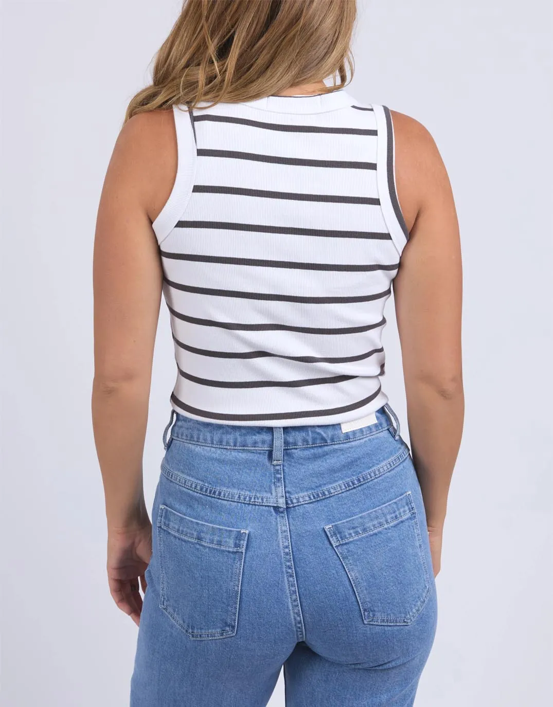Iris Stripe Tank - White with Charcoal Stripe sold by White & Co product image thumbnail 5