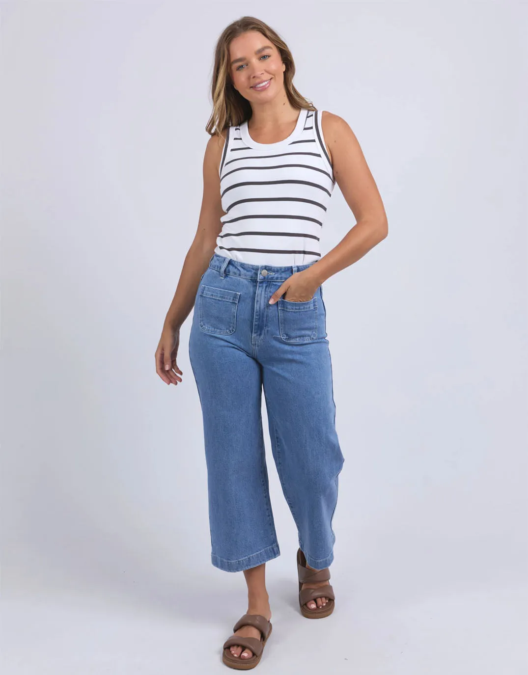 Iris Stripe Tank - White with Charcoal Stripe sold by White & Co product image thumbnail 2