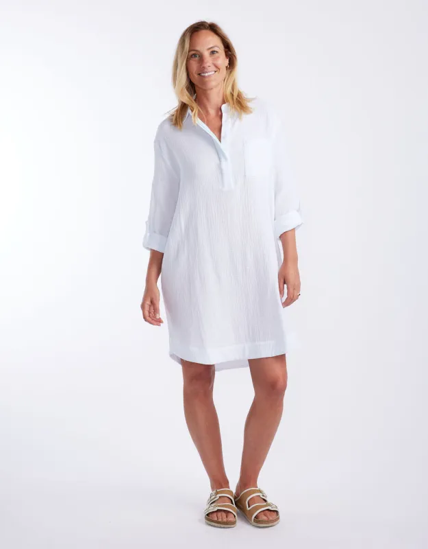 St Barts Dress - White / Seaglass sold by White & Co