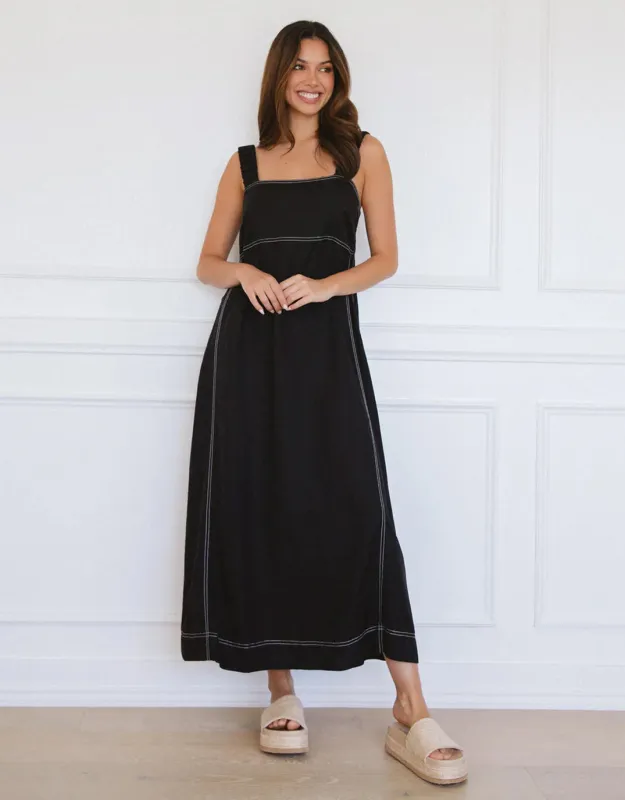 Clara Square Neck Dress - Black sold by White & Co
