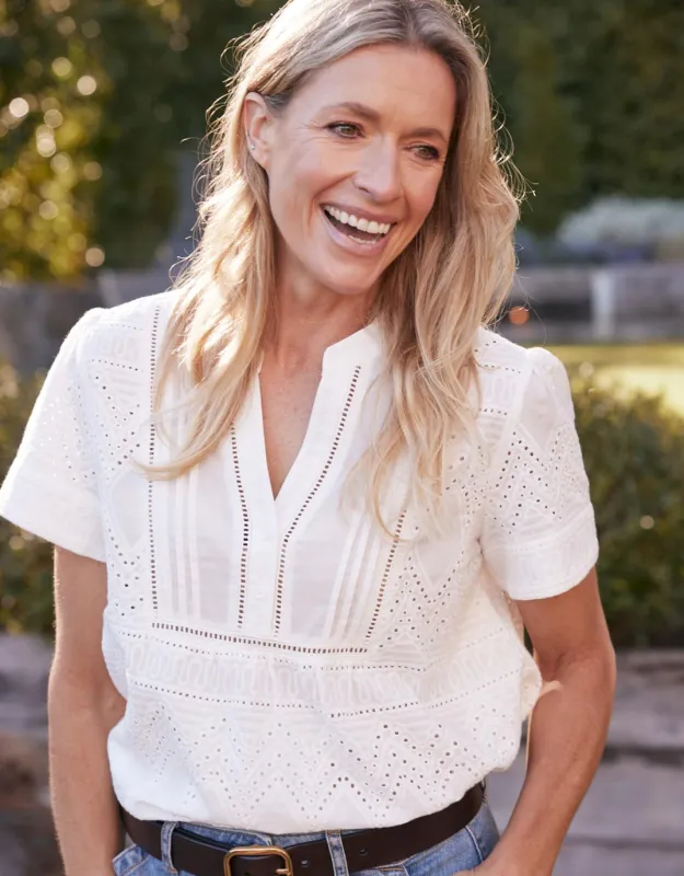 La Dolce Vita Short Sleeve Top - White sold by White & Co