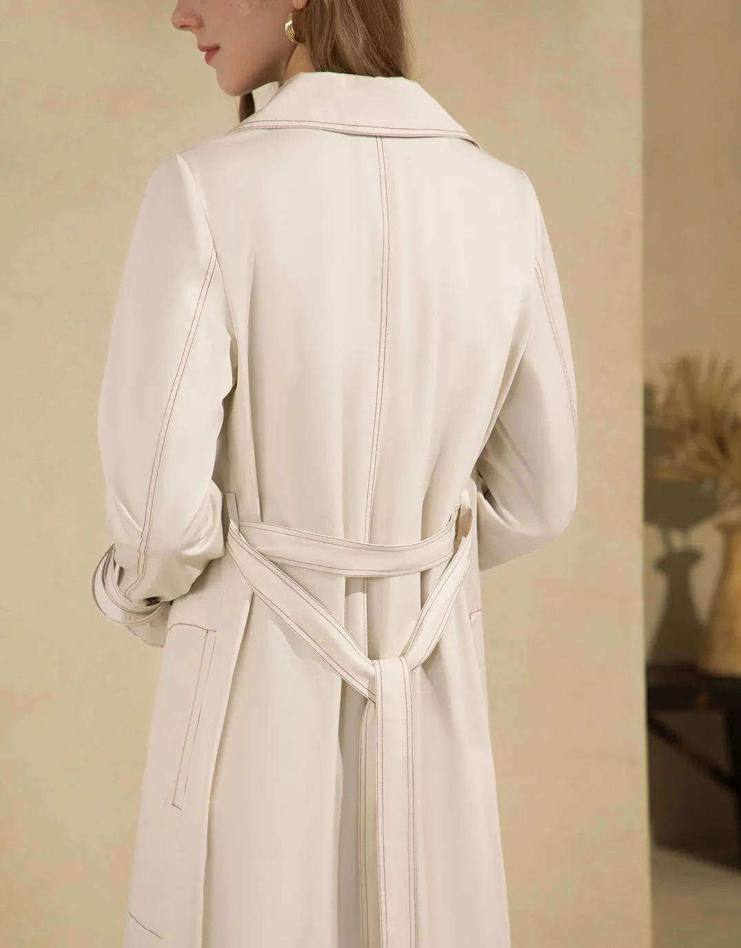 Marchesa Long Trench Coat - Beige sold by White & Co product image thumbnail 3