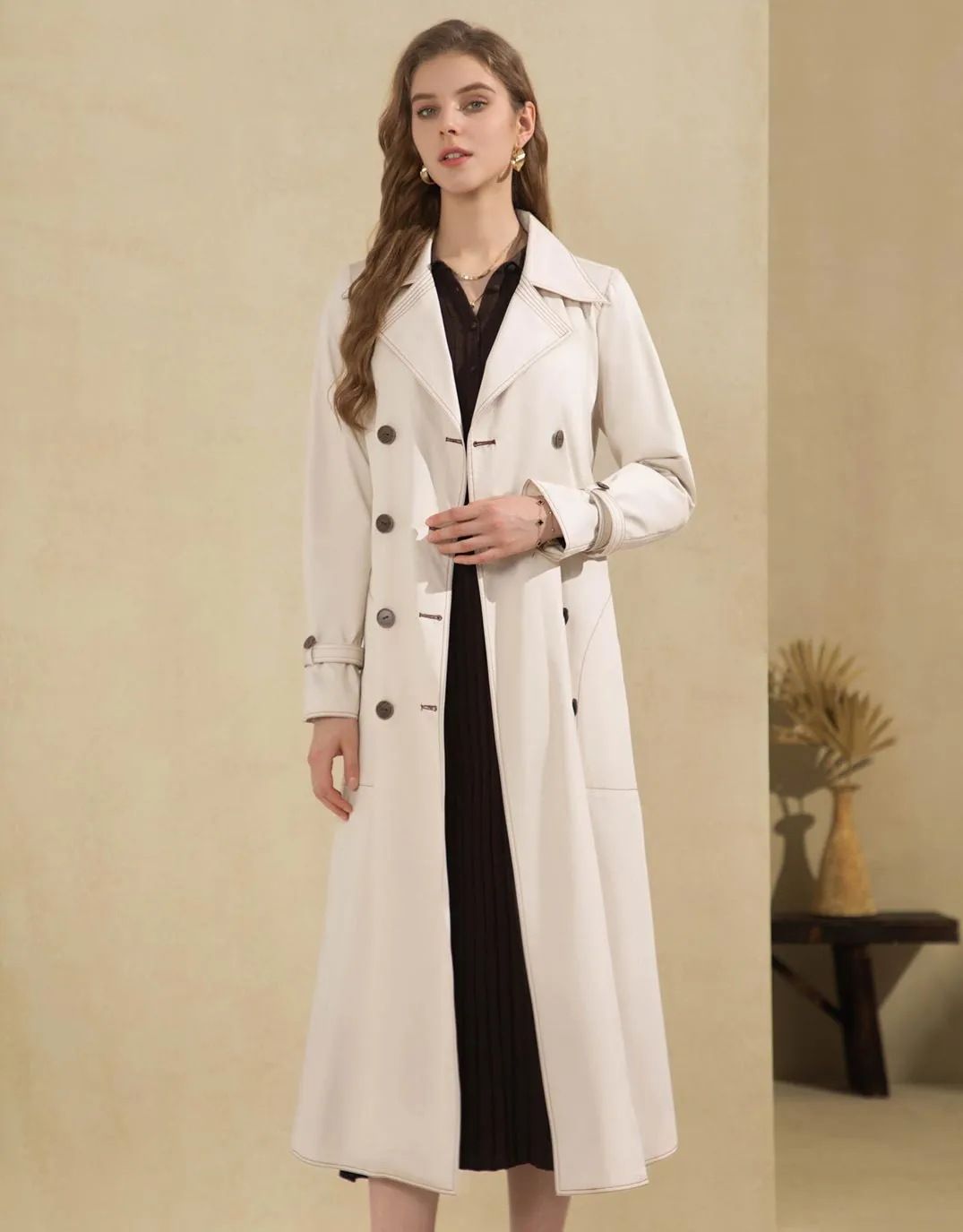 Marchesa Long Trench Coat - Beige sold by White & Co product image thumbnail 4