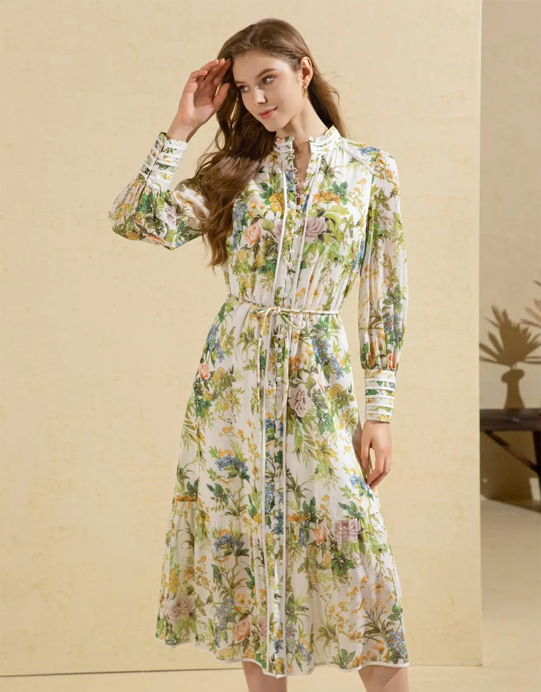 Rosita Printed Long Dress - Print sold by White & Co
