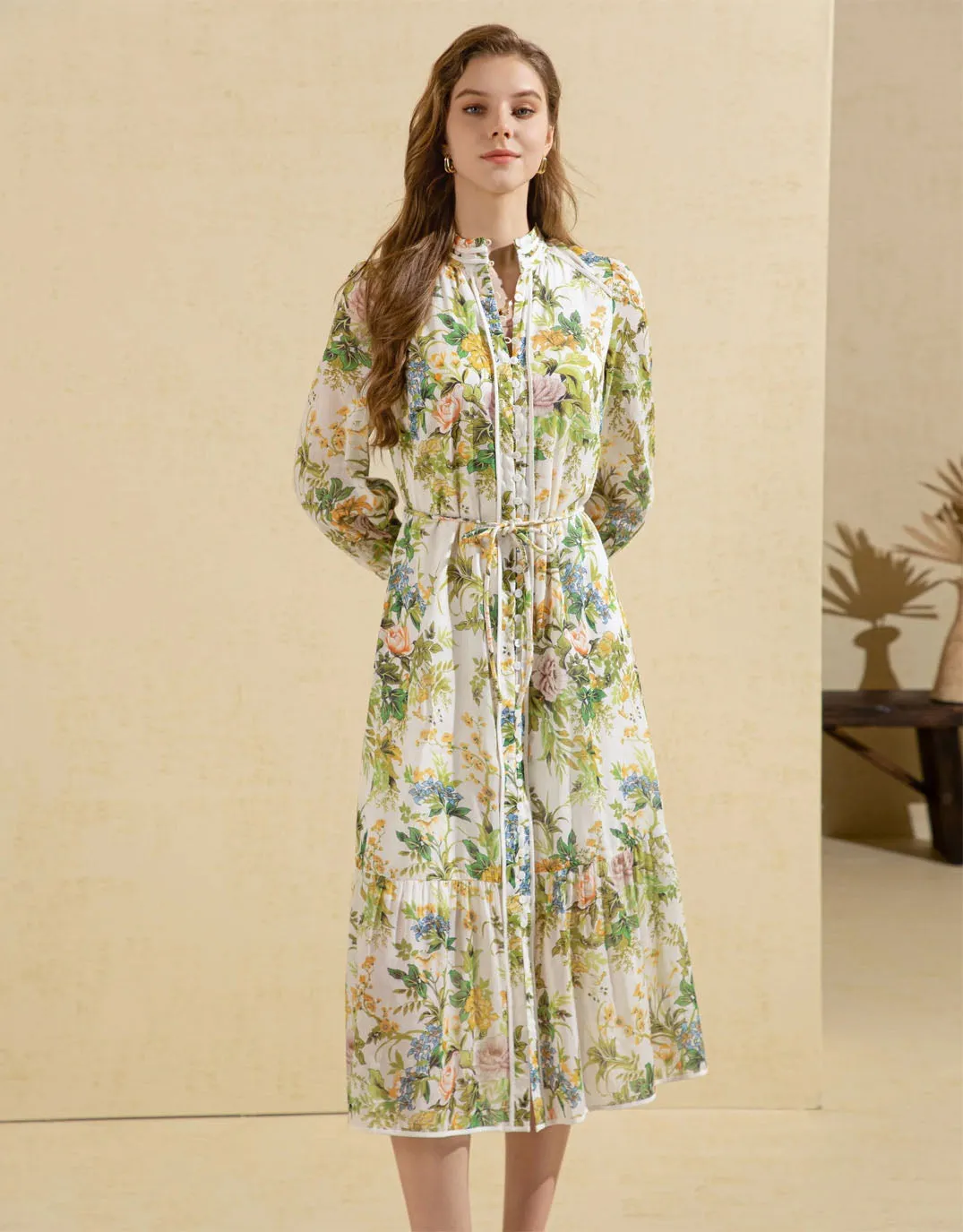 Rosita Printed Long Dress - Print sold by White & Co product image thumbnail 4