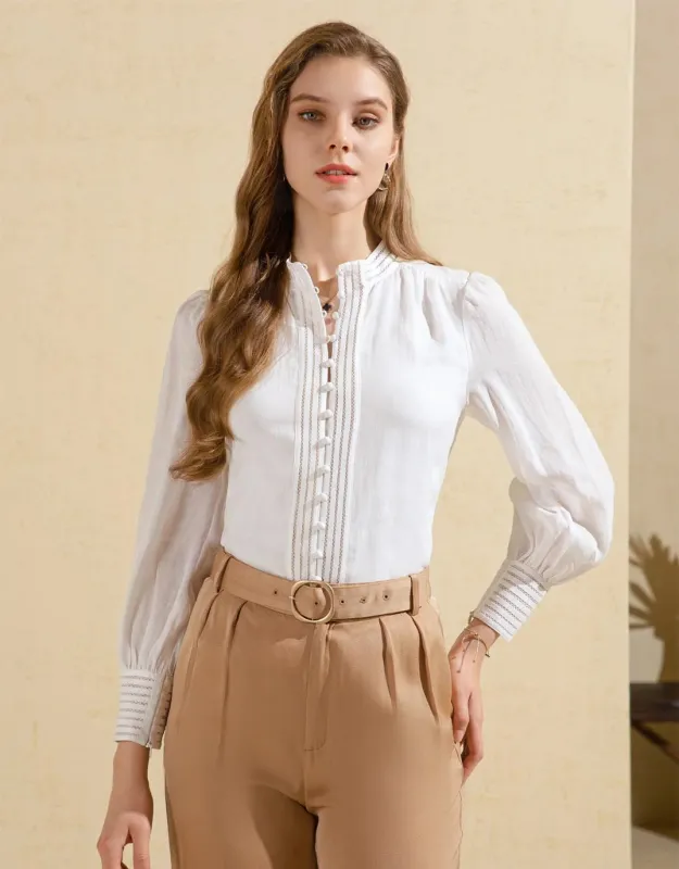 Felice Linen Shirt - White sold by White & Co