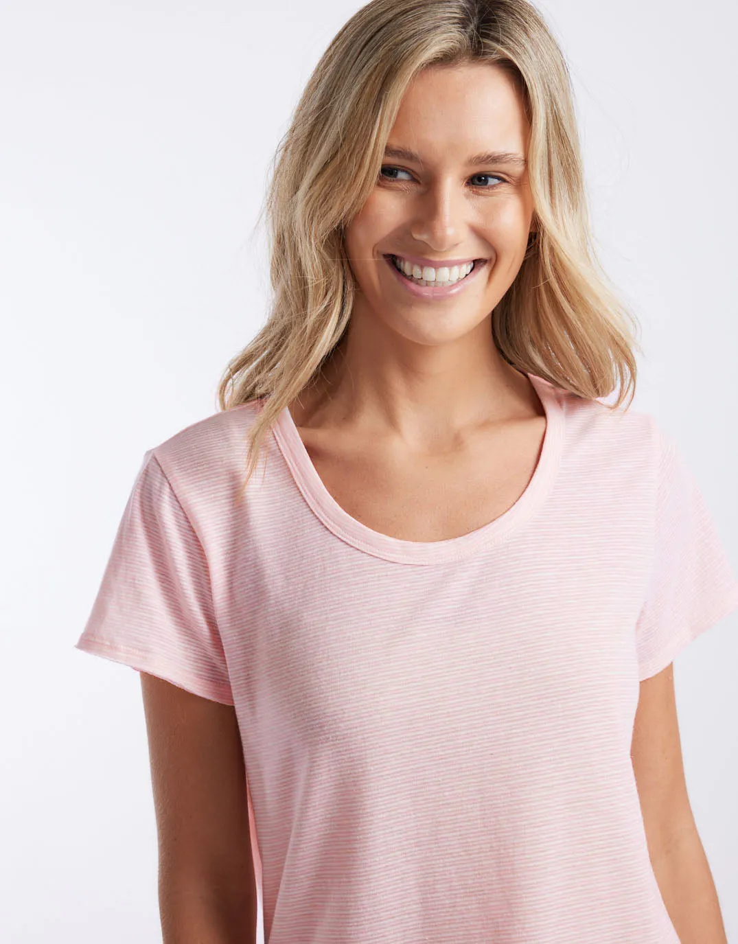 Gelati Stripe Round Neck Tee - Ice Pink Stripe sold by White & Co product image thumbnail 2