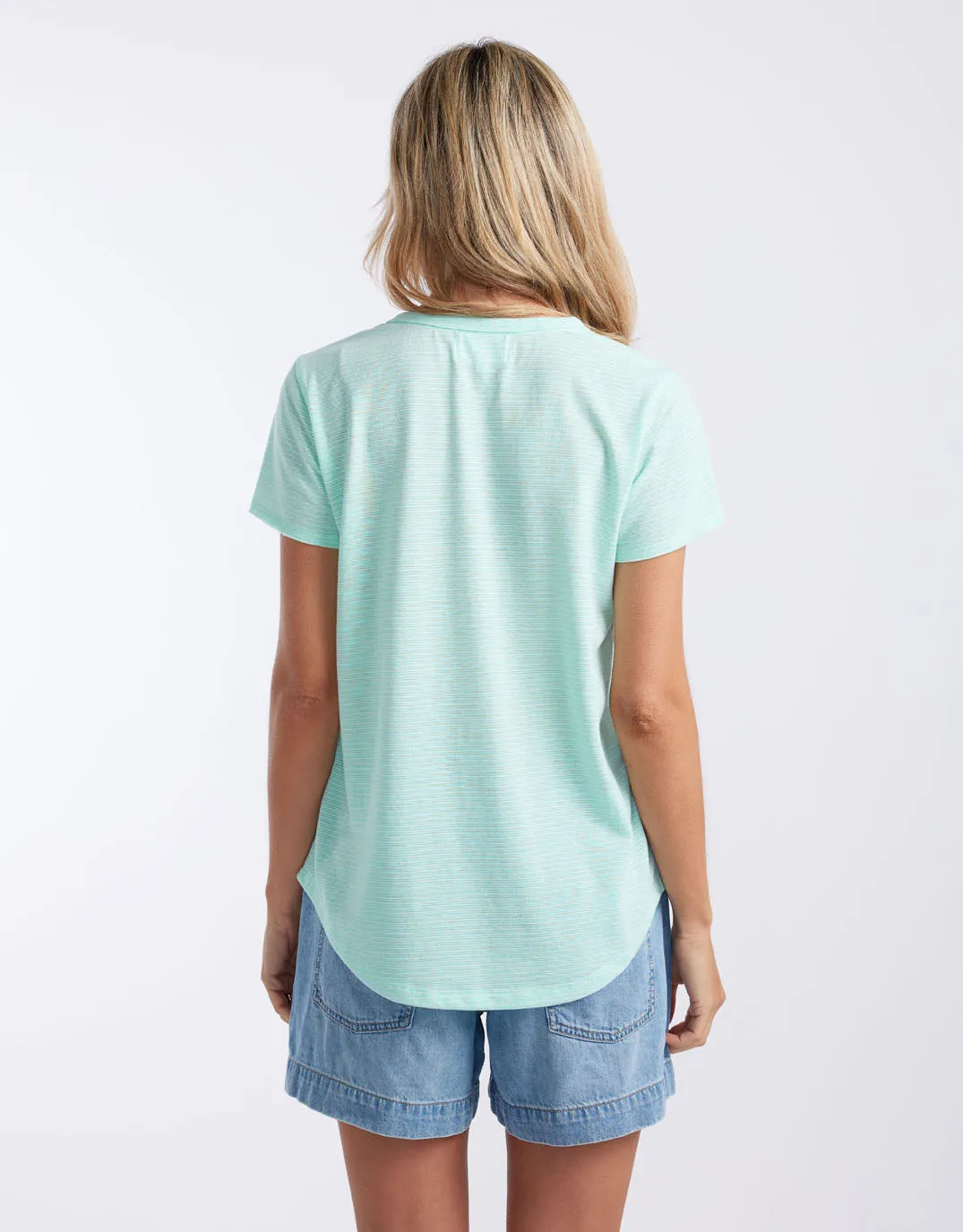 Gelati Stripe Round Neck Tee - Seaglass sold by White & Co product image thumbnail 5