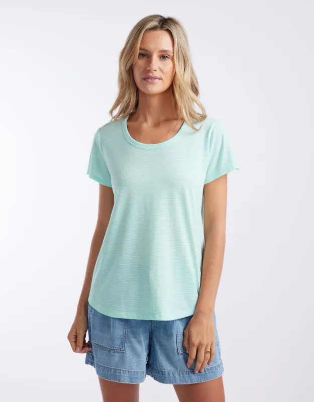 Gelati Stripe Round Neck Tee - Seaglass sold by White & Co
