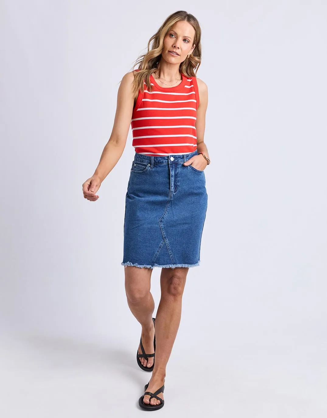 Iris Stripe Tank - Tangelo / White Stripe sold by White & Co product image thumbnail 2