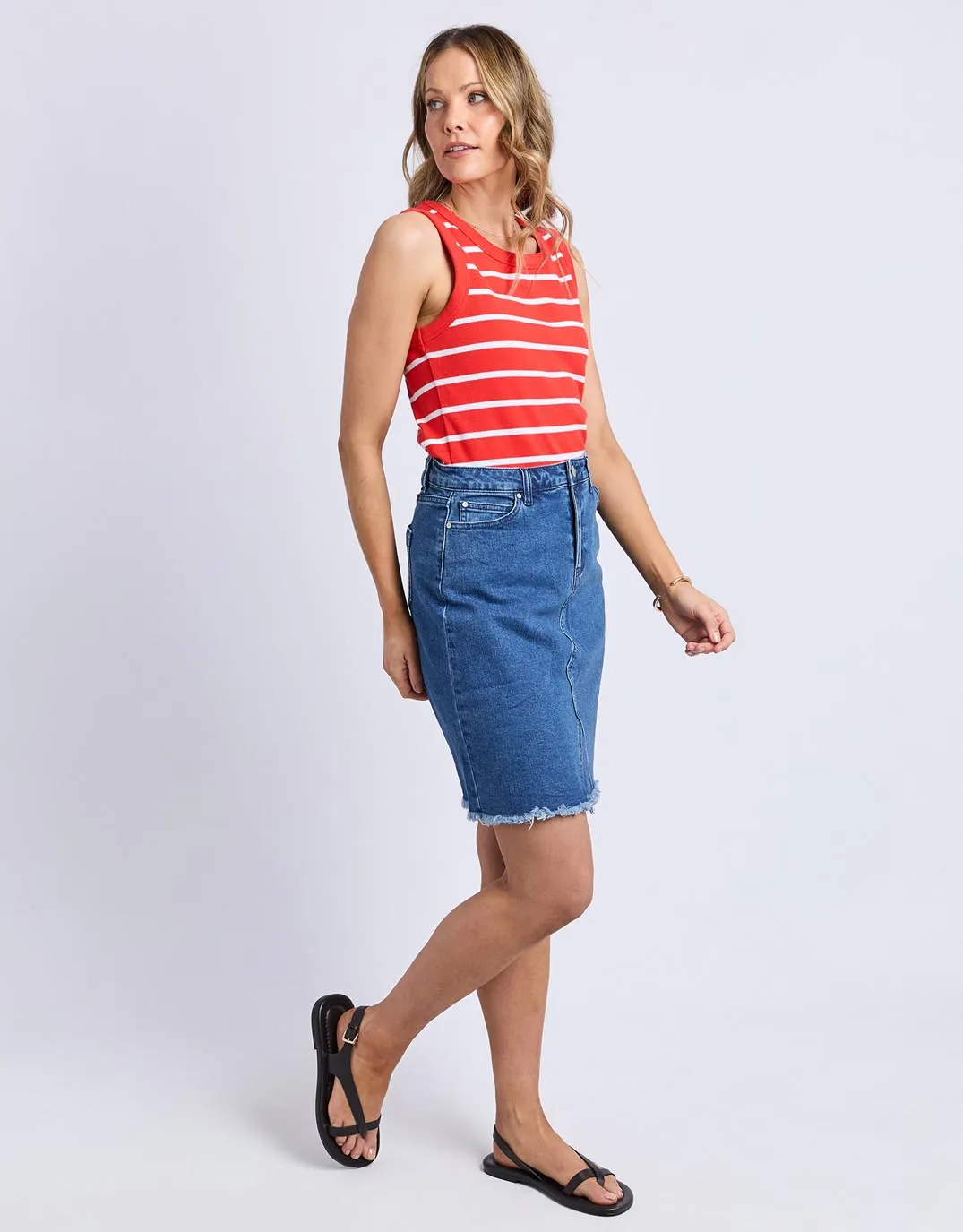 Iris Stripe Tank - Tangelo / White Stripe sold by White & Co product image thumbnail 3