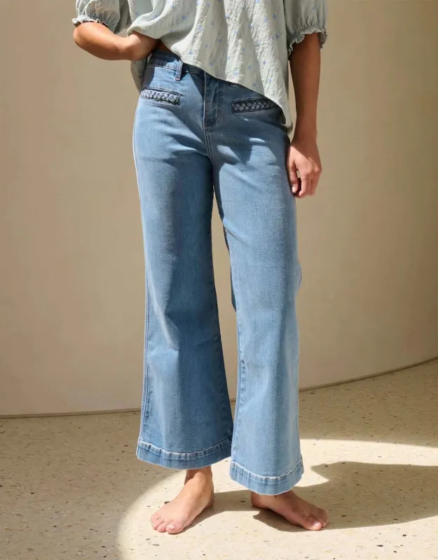 Freya Plait Pocket Jean - 70s Blue sold by White & Co