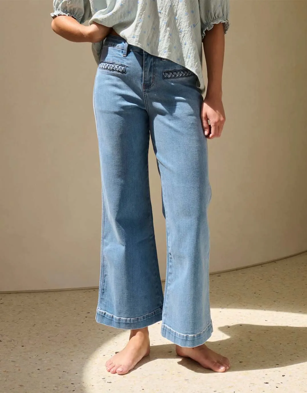 Freya Plait Pocket Jean - 70s Blue sold by White & Co