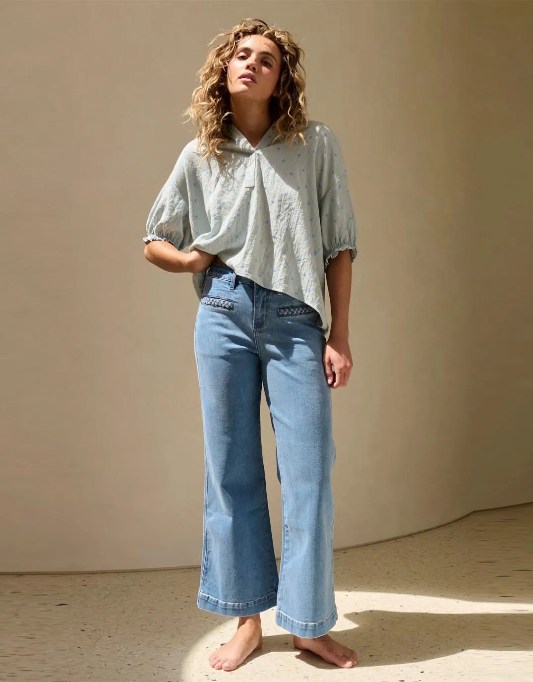 Freya Plait Pocket Jean - 70s Blue sold by White & Co product image thumbnail 2