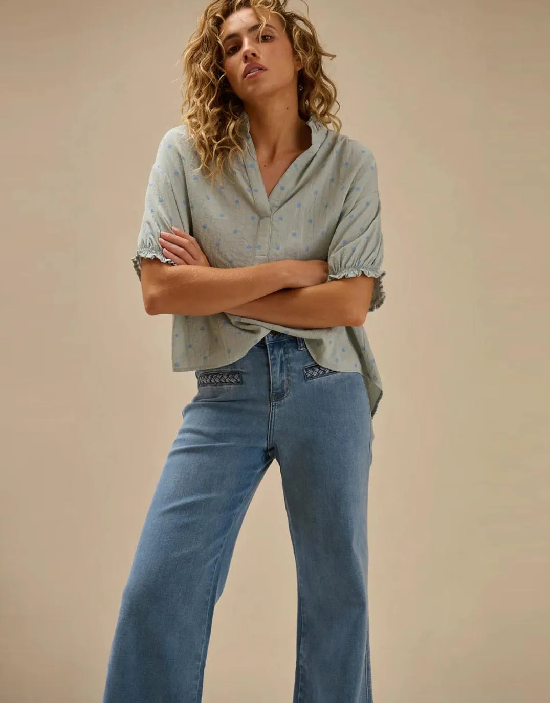Freya Plait Pocket Jean - 70s Blue sold by White & Co product image thumbnail 3