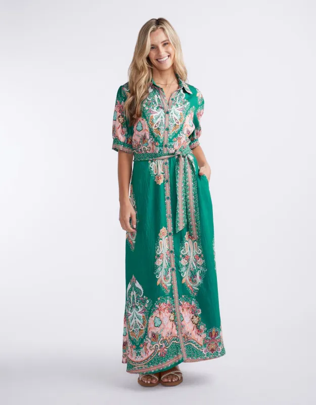 Shirt Midi Dress - Green Print sold by White & Co