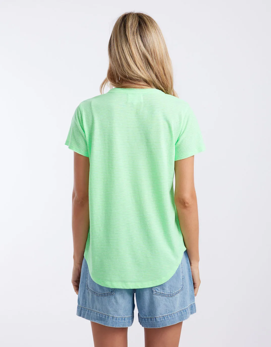 Sorbet Stripe Vee Neck Tee - Neon Green sold by White & Co product image thumbnail 5
