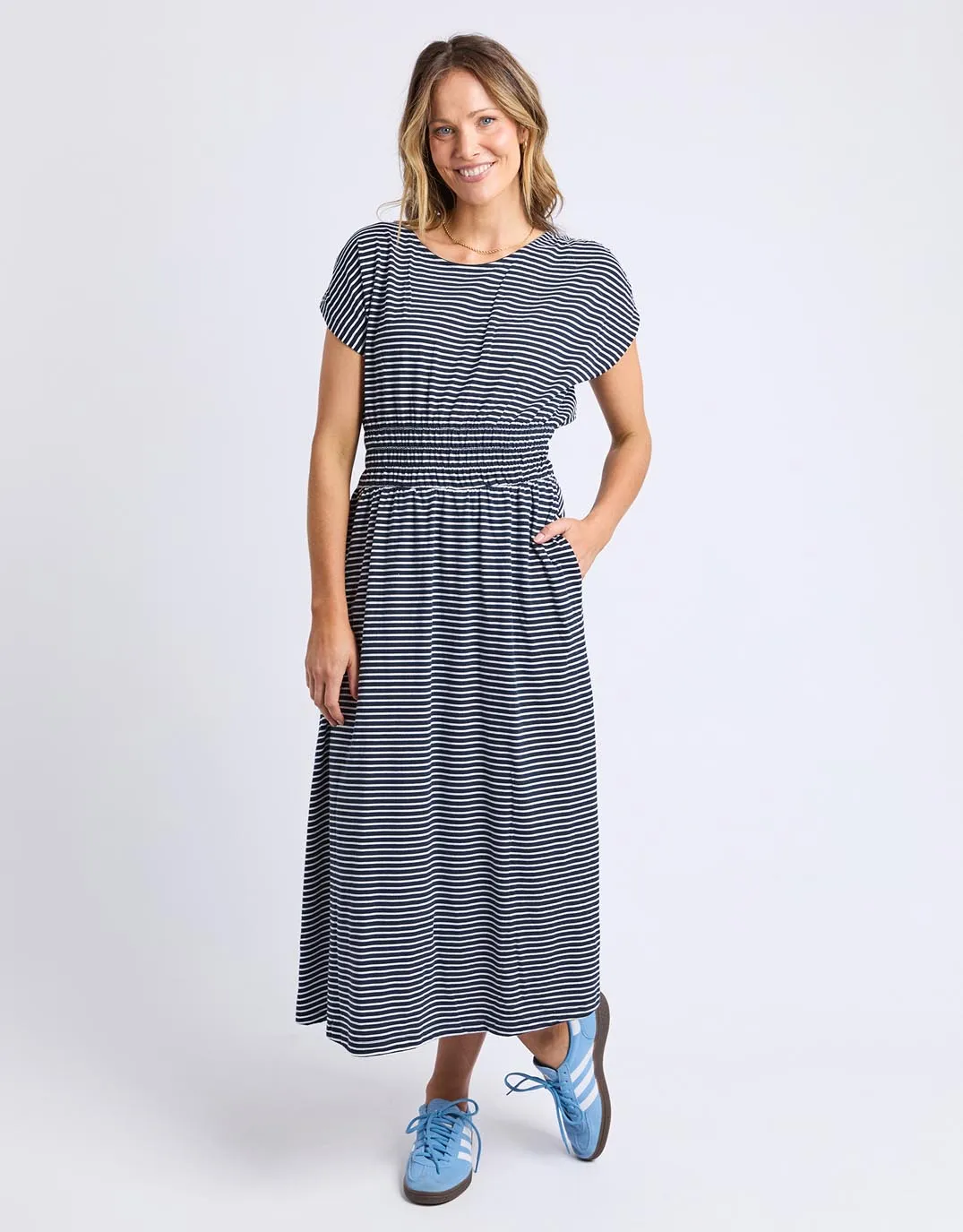 Nelle Dress - Navy & White Stripe sold by White & Co