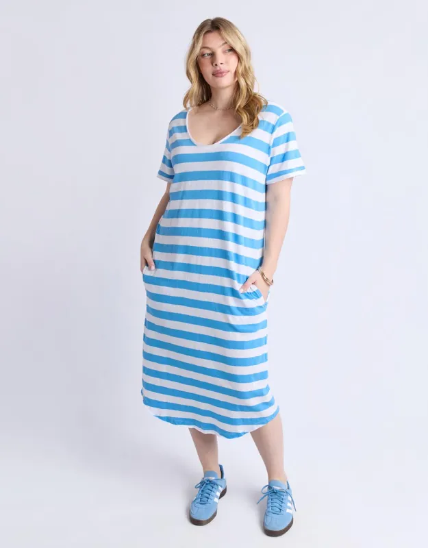 Maeve Midi Dress - Azure Blue & White Stripe sold by White & Co