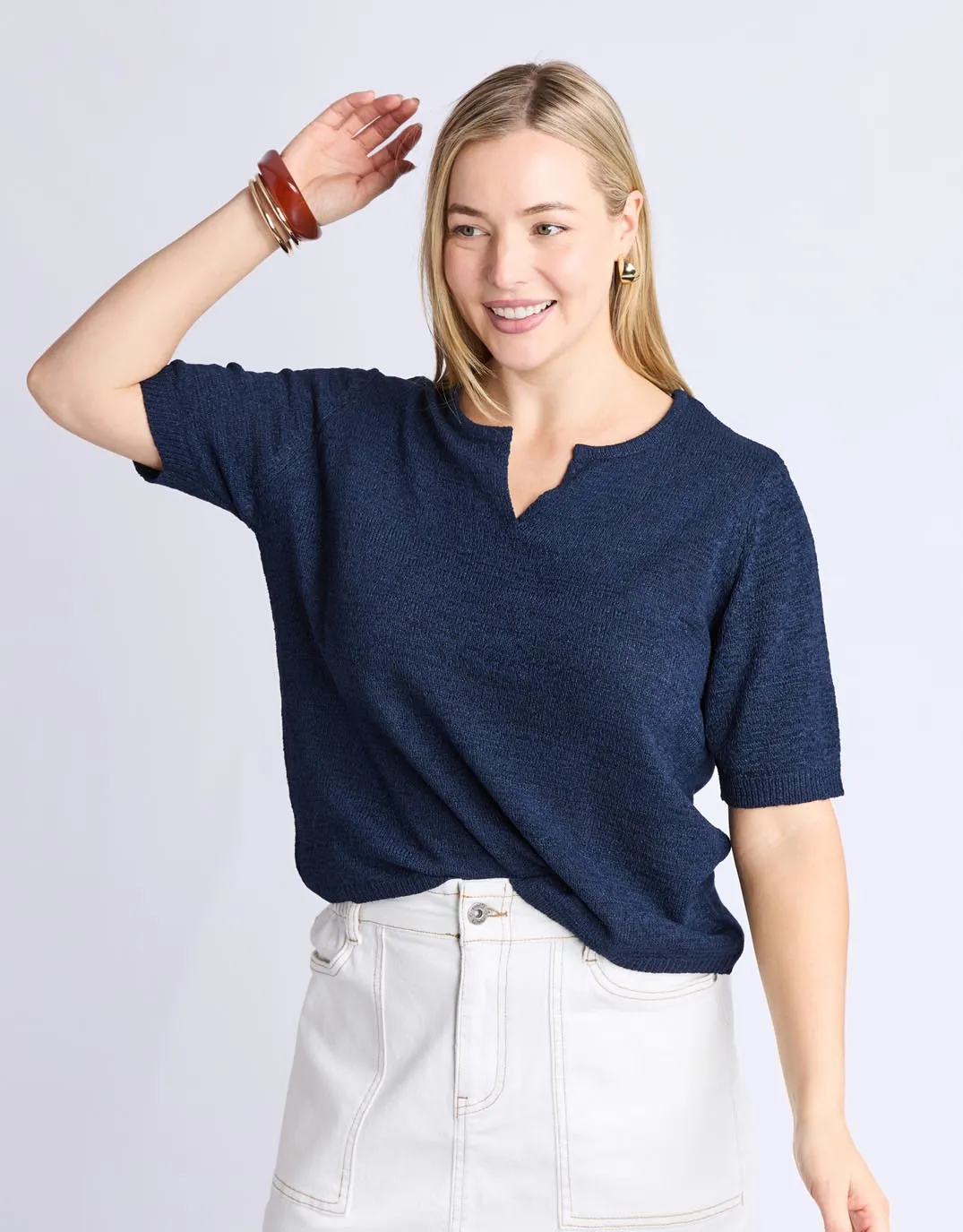 Knit Tee - Navy sold by White & Co