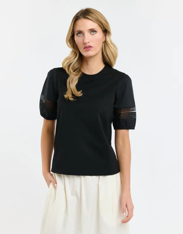 Alex Cotton Sleeve Tee - Black sold by White & Co