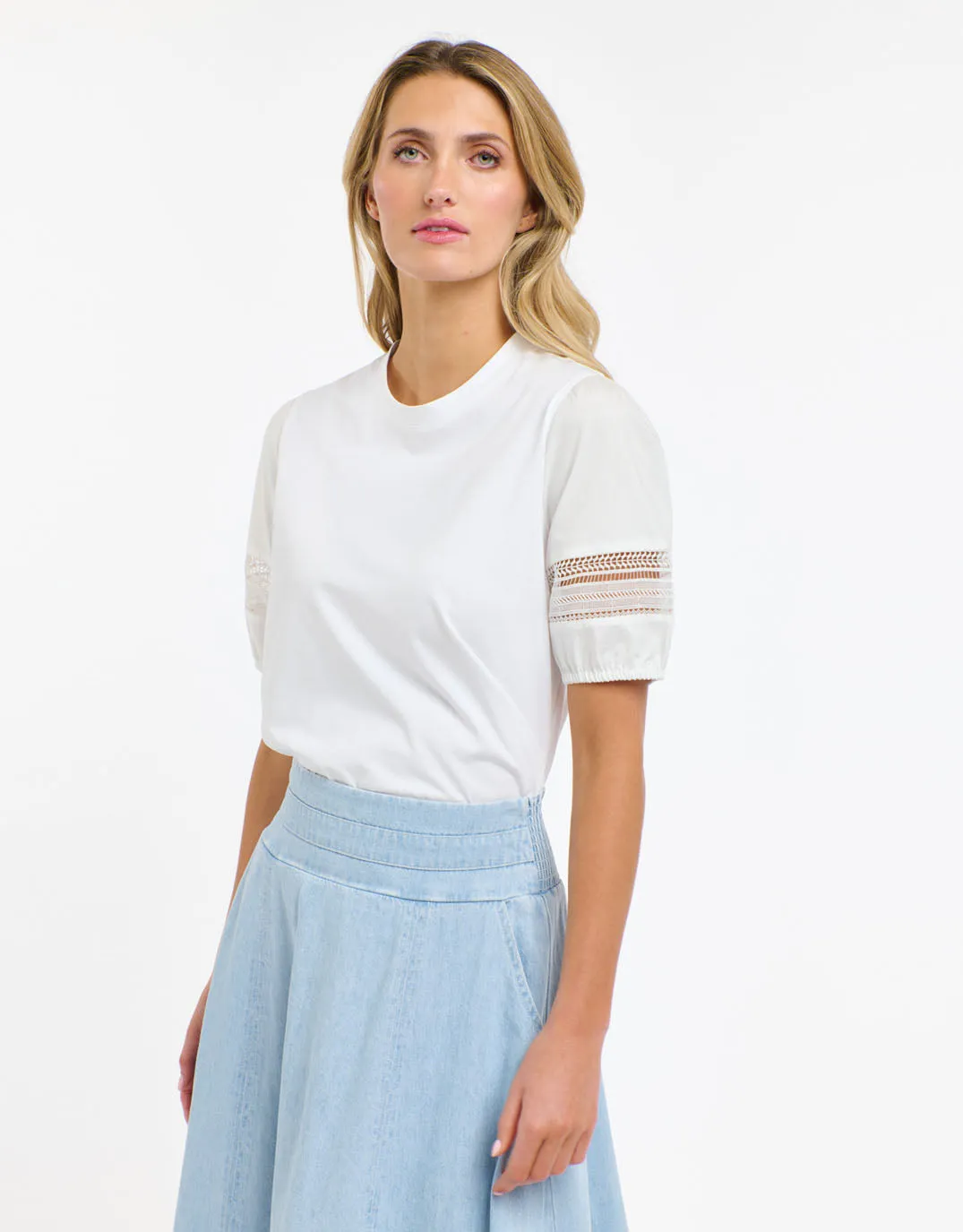 Alex Cotton Sleeve Tee - White sold by White & Co product image thumbnail 5