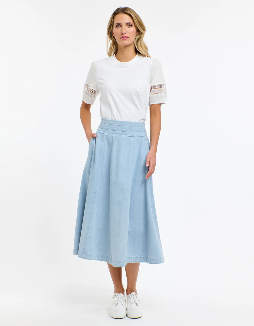 Alex Cotton Sleeve Tee - White sold by White & Co product image thumbnail 2