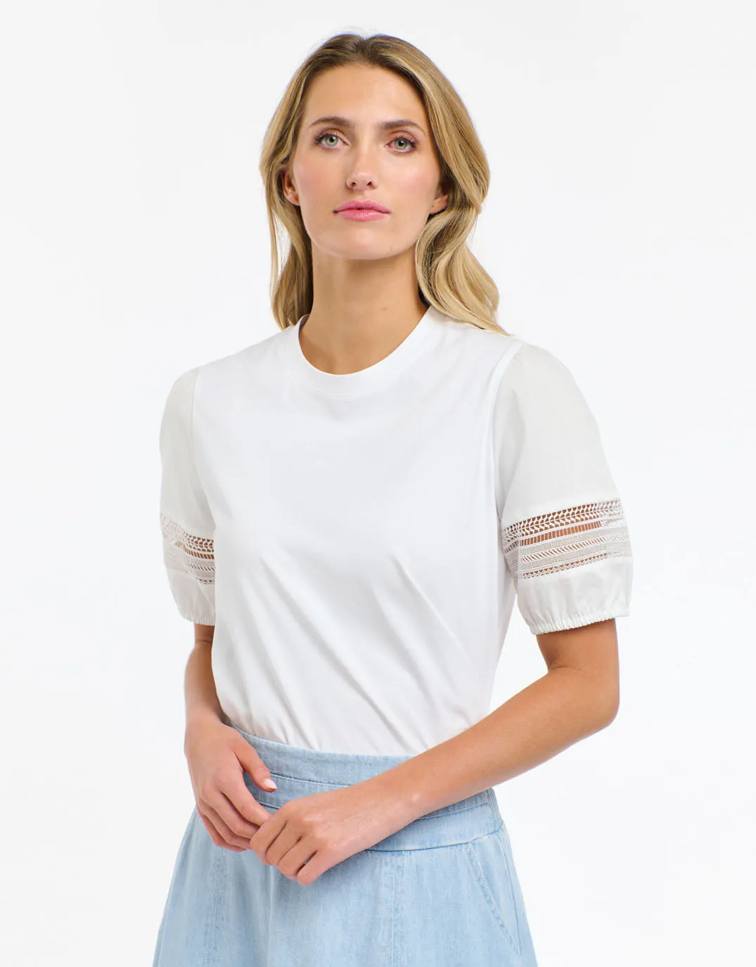 Alex Cotton Sleeve Tee - White sold by White & Co product image thumbnail 3