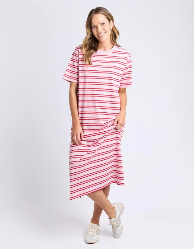 Bon Bon Dress - Red and Pink Stripe sold by White & Co