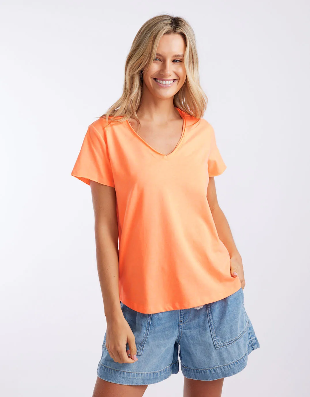 La Vacanza Vee Neck Tee - Citrus sold by White & Co product image thumbnail 3
