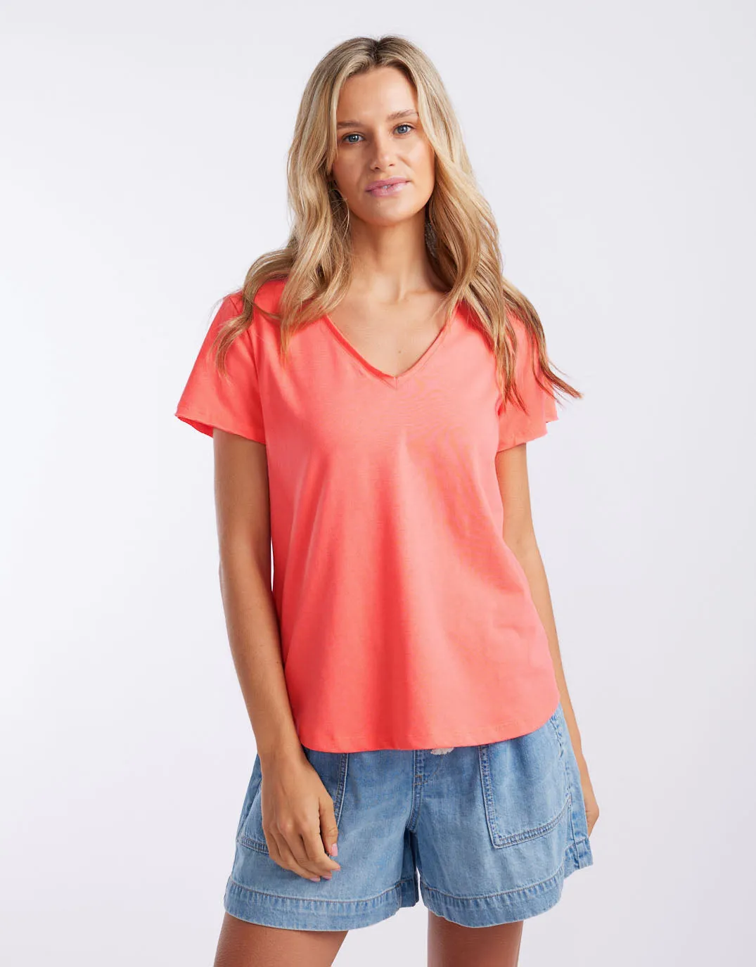 La Vacanza Vee Neck Tee - Watermelon sold by White & Co product image thumbnail 3