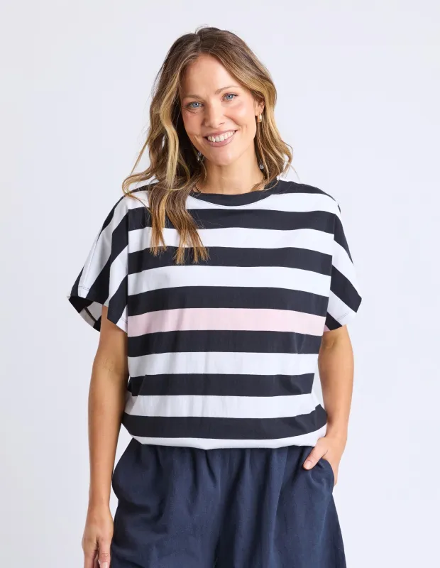 Sorrento Tee - Black & White Stripe sold by White & Co