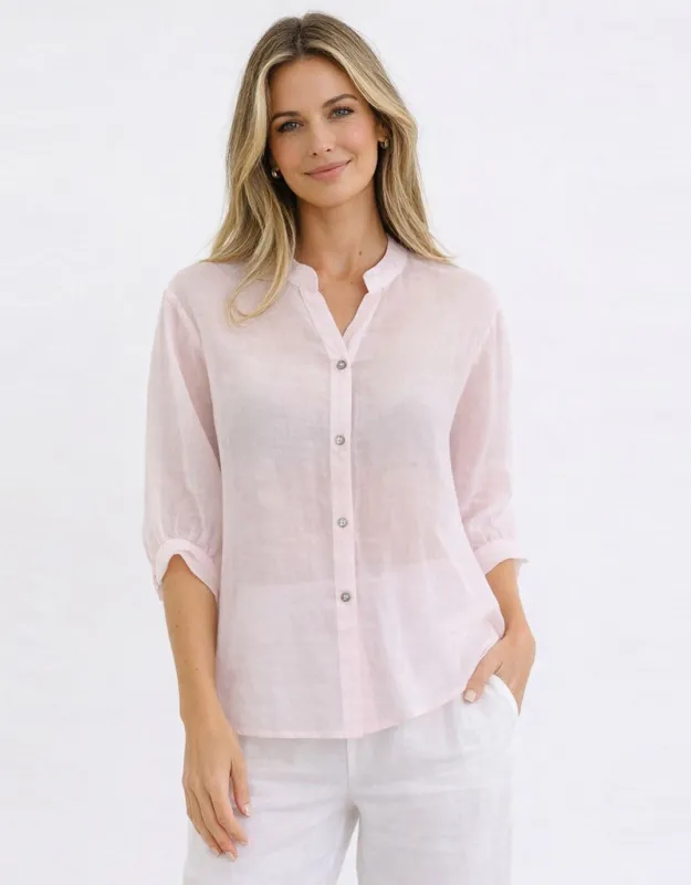 Allegra Linen Shirt - Ballet Pink sold by White & Co