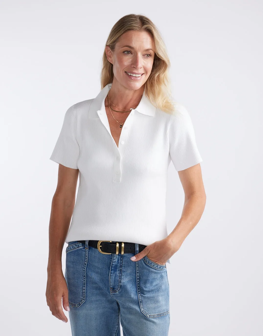 The Classic Rib Top - White sold by White & Co product image thumbnail 2