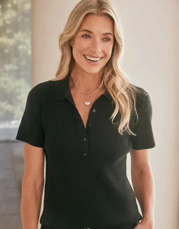 The Classic Rib Top - Black made by White & Co