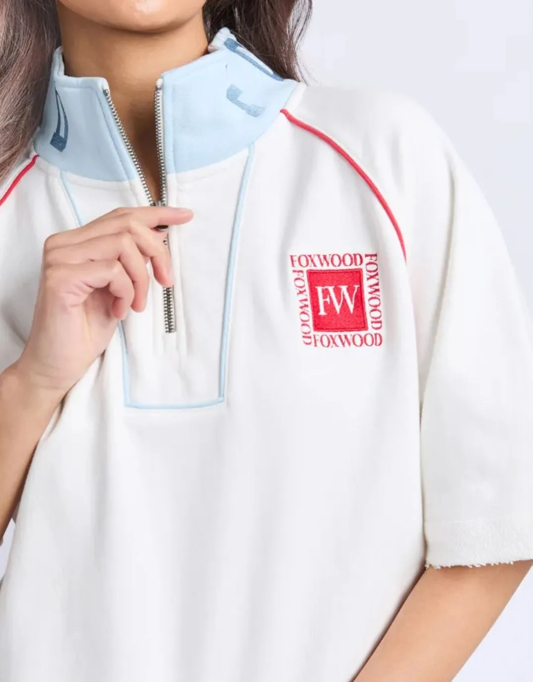 Piped Zip Crew - Vintage White sold by White & Co product image thumbnail 5