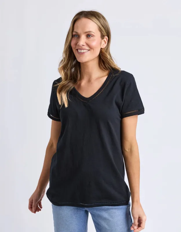 Victoria Short Sleeve Tee - Black sold by White & Co