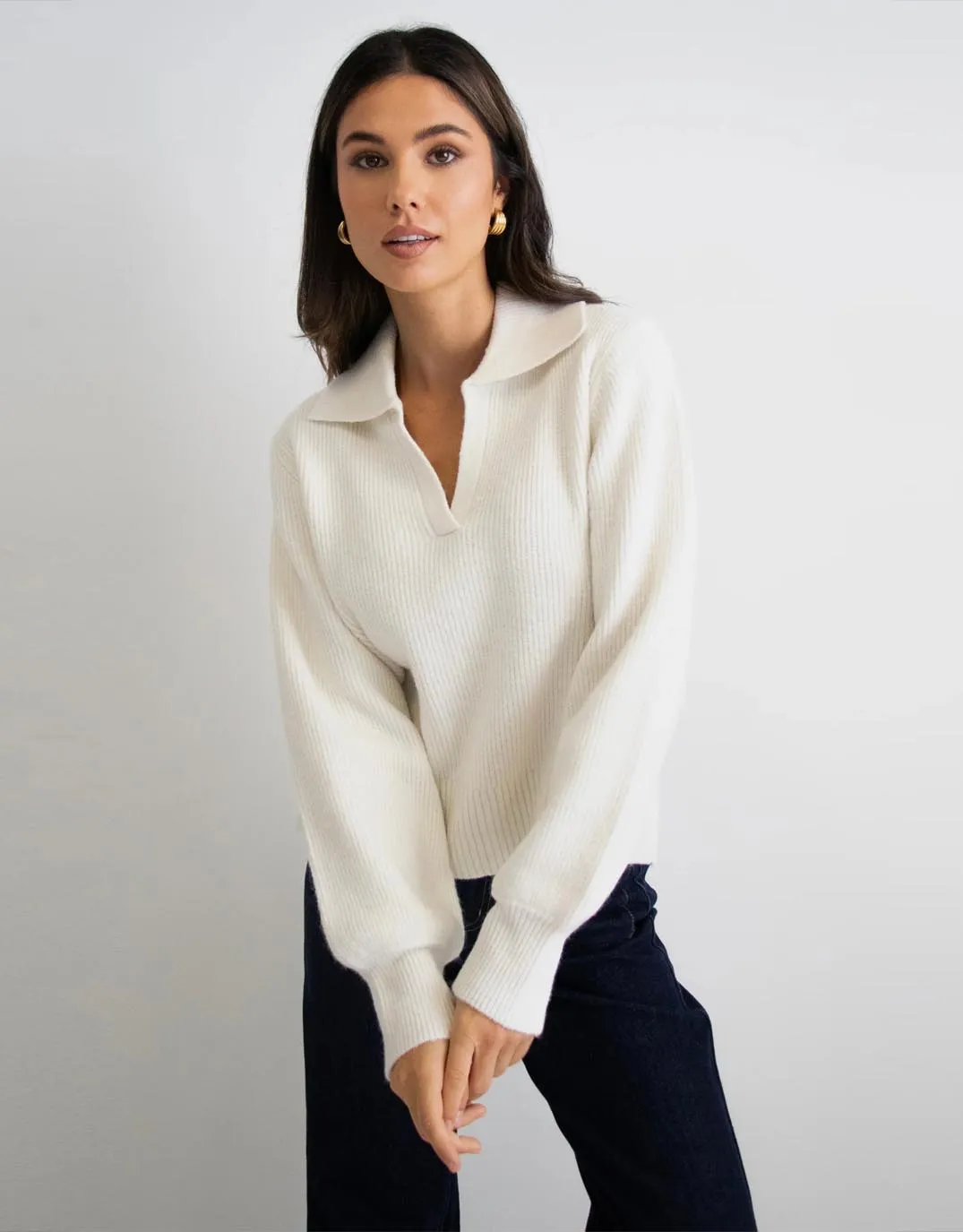 Truth Collar Chunky Knit Jumper - Ivory sold by White & Co product image thumbnail 3