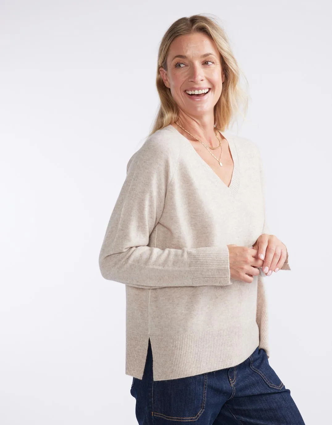 Atelier Wool Cashmere Knit - Oat sold by White & Co product image thumbnail 4
